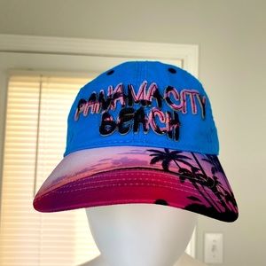 NWOT Robin Ruth Panama City Beach Ball Cap 3D Unisex with Palm Trees Blue/Pink